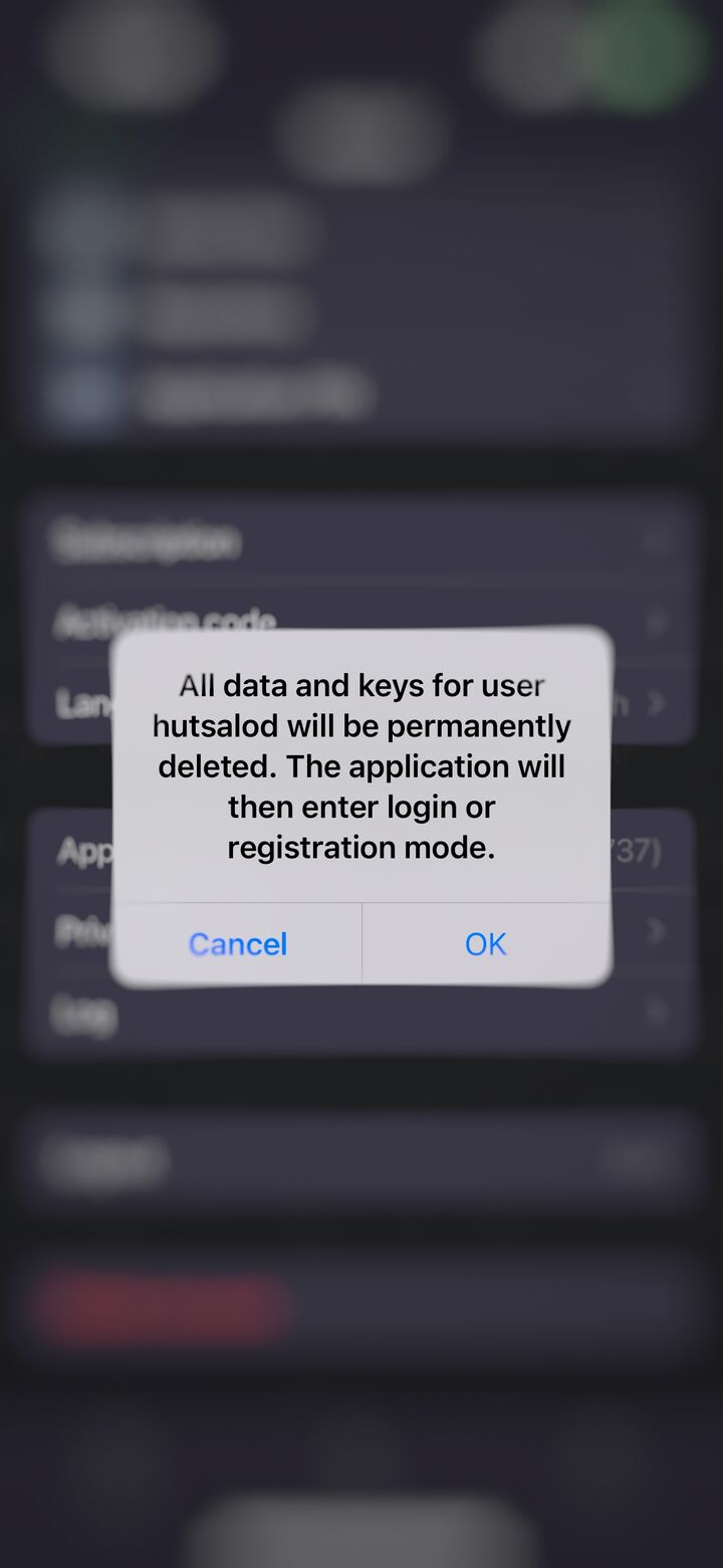 Account deletion confirmation dialog